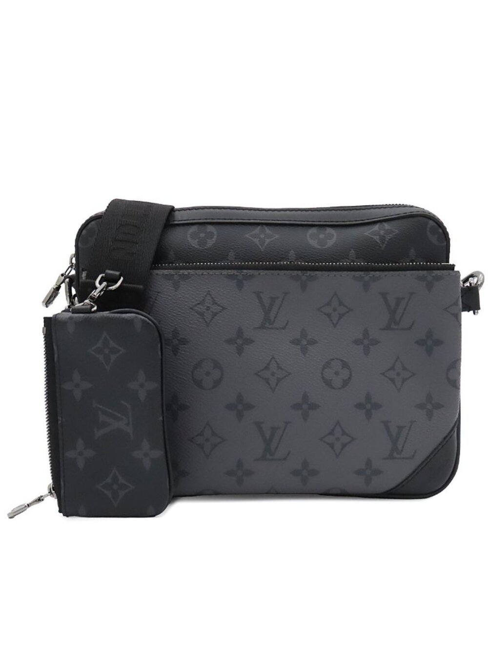 Louis Vuitton Trio Messenger Black Silver Monogram Eclipse Shoulder Bag